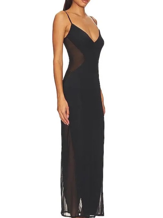 AFRM Dresses & Skirts - AFRM Alyson Dress in Noir/Black XS mesh sheer long dress